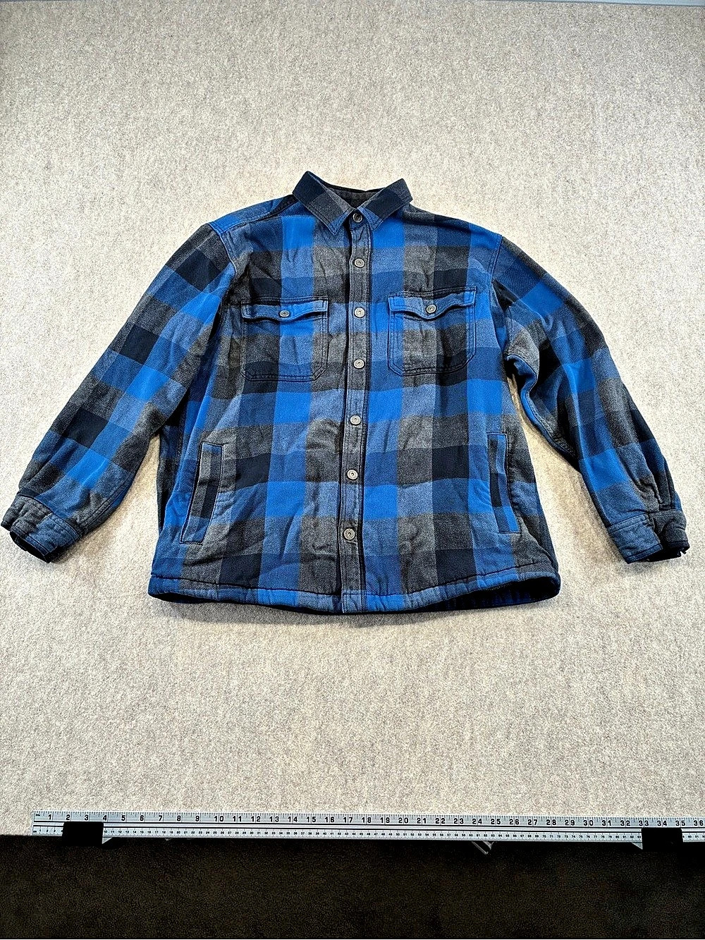 Duluth Trading Co. Men’s Large Blue & Black Plaid Flannel Shirt Jacket